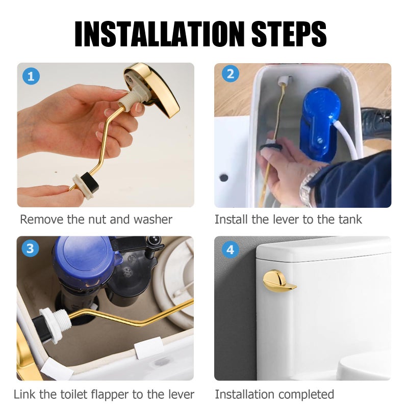 Ancable Compatible with TOTO Toilet Handle Replacement Parts Kit, Universal THU068#CP Trip Lvr for St743S Side Mount Toilet Flush Tank Lever Handle for TOTO Kohler Toilet Tank, 1-Pack Shiny Gold - Image 5